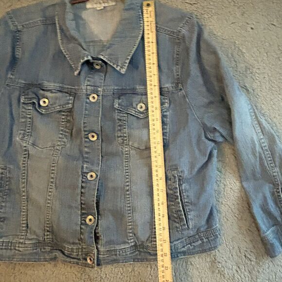 Merona Faded Denim Jean Jacket Womans Size 20/22 W With Pockets outdoorwear - Picture 11 of 15